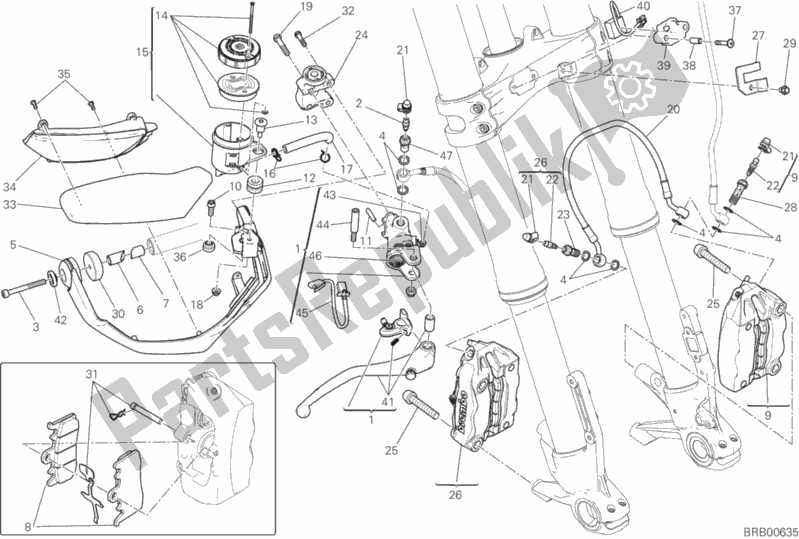 Tutte le parti per il Sistema Frenante Anteriore del Ducati Multistrada 1200 Enduro Touring Brasil 2019